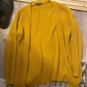 Mustard yellow knitted cardigan